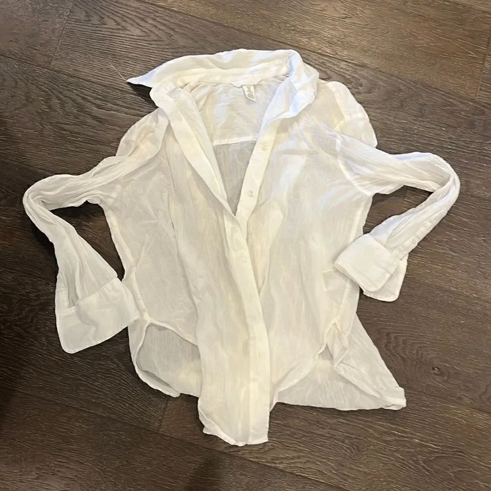 H & M white beach button down shirt sz M or sz XS available